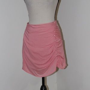 Bailey Rose, pink skirt with white polka dots and side ruching skirt....